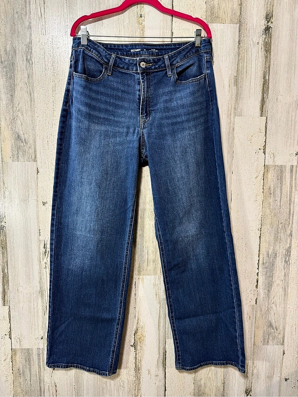 Old Navy WOW HR Wide Leg New Moon Wide Leg Jeans in Blue Waist 14 Like New